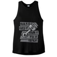 Build Race Break Fix It Repeat Auto Mechanic Ladies PosiCharge Tri-Blend Wicking Tank