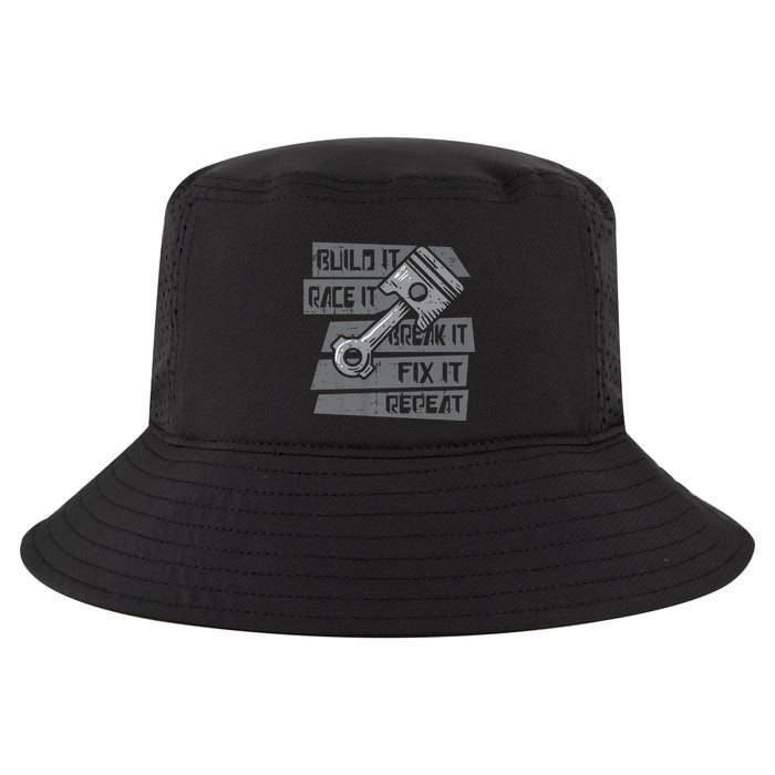 Build Race Break Fix It Repeat Auto Mechanic Cool Comfort Performance Bucket Hat