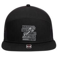Build Race Break Fix It Repeat Auto Mechanic 7 Panel Mesh Trucker Snapback Hat