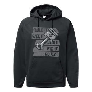 Build Race Break Fix It Repeat Auto Mechanic Performance Fleece Hoodie