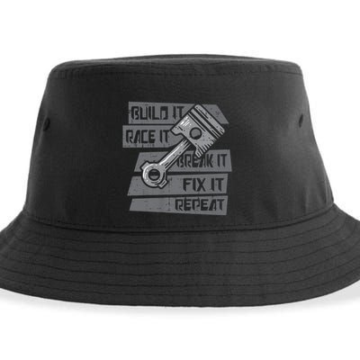 Build Race Break Fix It Repeat Auto Mechanic Sustainable Bucket Hat