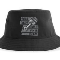 Build Race Break Fix It Repeat Auto Mechanic Sustainable Bucket Hat