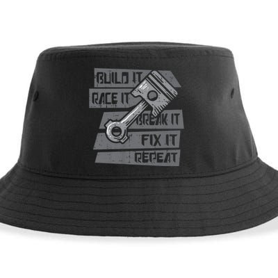 Build Race Break Fix It Repeat Auto Mechanic Sustainable Bucket Hat