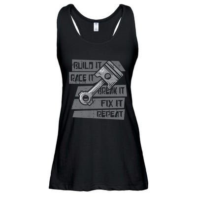 Build Race Break Fix It Repeat Auto Mechanic Ladies Essential Flowy Tank