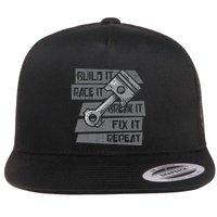Build Race Break Fix It Repeat Auto Mechanic Flatbill Hat