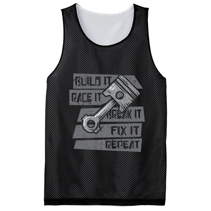 Build Race Break Fix It Repeat Auto Mechanic Mesh Reversible Basketball Jersey Tank