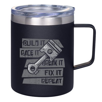 Build Race Break Fix It Repeat Auto Mechanic 12oz Stainless Steel Coffee Mug