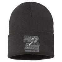 Build Race Break Fix It Repeat Auto Mechanic Sustainable Knit Beanie