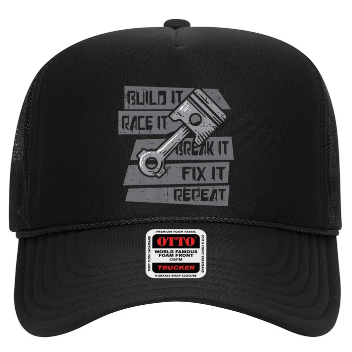 Build Race Break Fix It Repeat Auto Mechanic Trucker Hat
