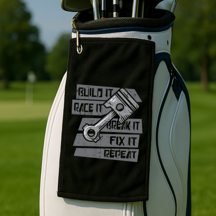 Build Race Break Fix It Repeat Auto Mechanic Golf Towel