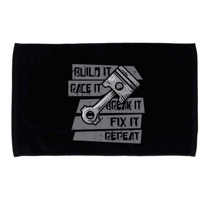 Build Race Break Fix It Repeat Auto Mechanic Microfiber Hand Towel