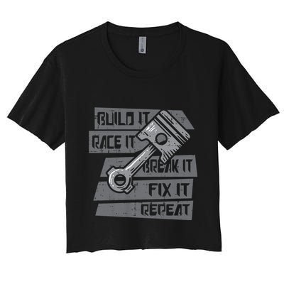 Build Race Break Fix It Repeat Auto Mechanic Crop Top