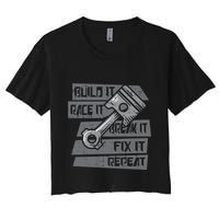 Build Race Break Fix It Repeat Auto Mechanic Crop Top