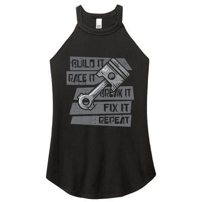 Build Race Break Fix It Repeat Auto Mechanic Women's Perfect Tri Rocker Tank