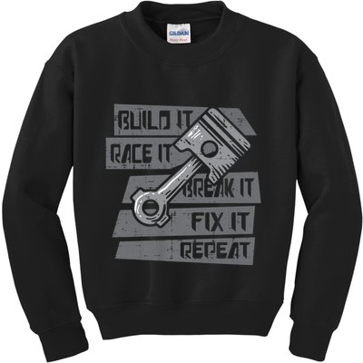 Build Race Break Fix It Repeat Auto Mechanic Kids Sweatshirt