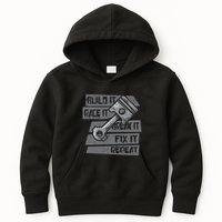 Build Race Break Fix It Repeat Auto Mechanic Kids Hoodie
