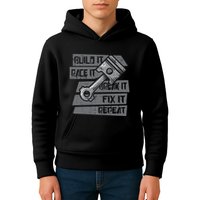 Build Race Break Fix It Repeat Auto Mechanic Kids Hoodie