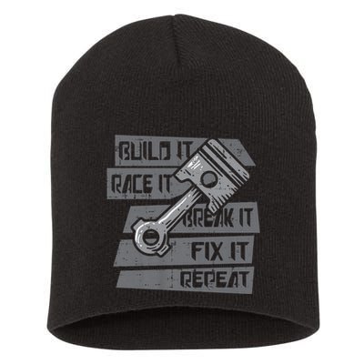 Build Race Break Fix It Repeat Auto Mechanic Short Acrylic Beanie