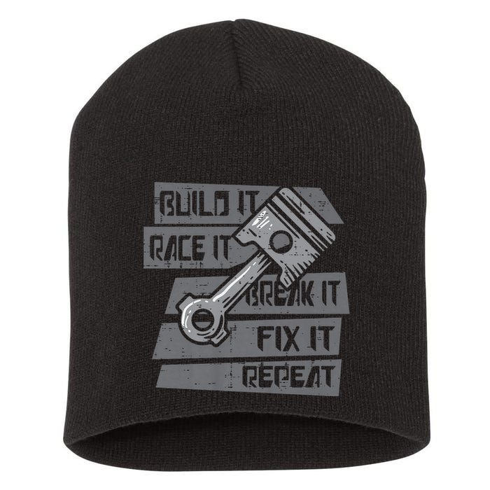 Build Race Break Fix It Repeat Auto Mechanic Short Acrylic Beanie