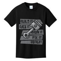 Build Race Break Fix It Repeat Auto Mechanic Kids T-Shirt