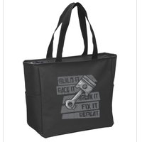 Build Race Break Fix It Repeat Auto Mechanic Zip Tote Bag