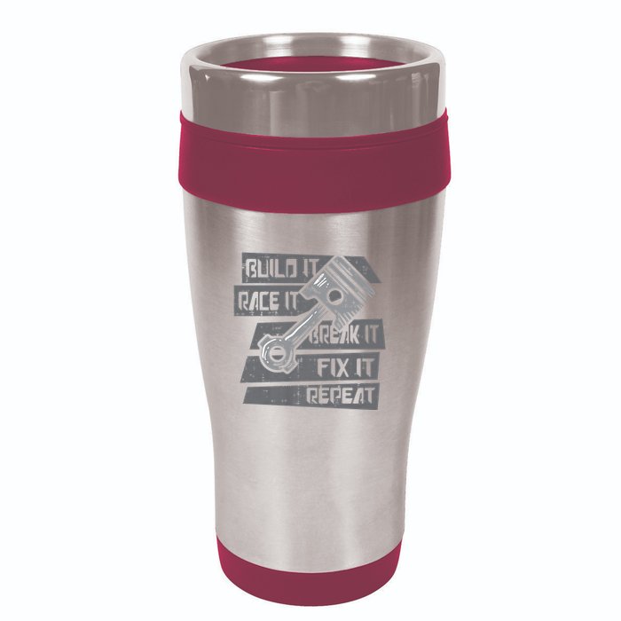 Build Race Break Fix It Repeat Auto Mechanic 16oz Travel Tumbler