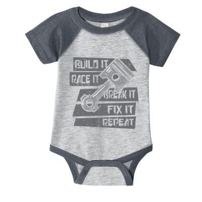 Build Race Break Fix It Repeat Auto Mechanic Infant Baby Jersey Bodysuit