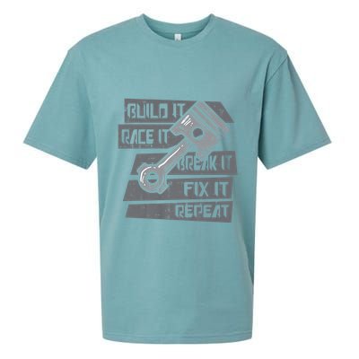 Build Race Break Fix It Repeat Auto Mechanic Sueded Cloud Jersey T-Shirt