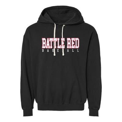 Battle Red Baseball Garment-Dyed Fleece Hoodie