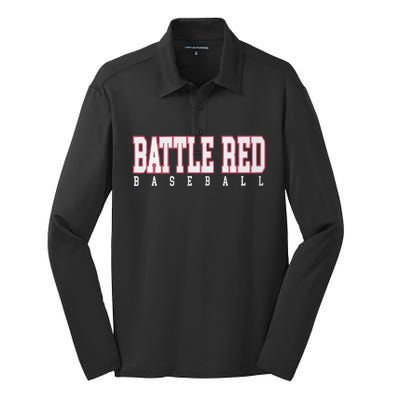 Battle Red Baseball Silk Touch Performance Long Sleeve Polo