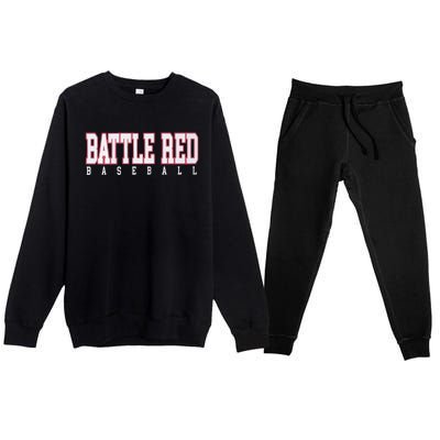 Battle Red Baseball Premium Crewneck Sweatsuit Set