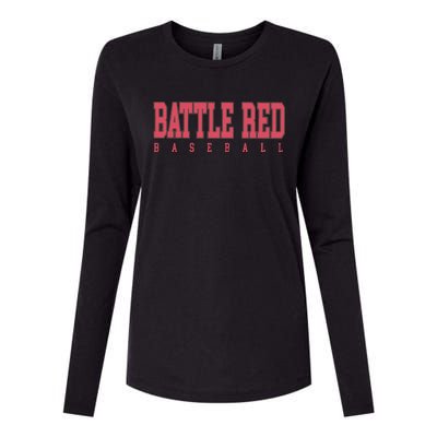 Battle Red Baseball Womens Cotton Relaxed Long Sleeve T-Shirt