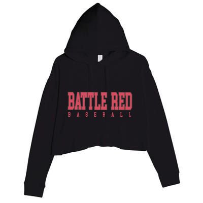 Battle Red Baseball Crop Fleece Hoodie