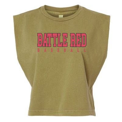 Battle Red Baseball Garment-Dyed Women's Muscle Tee