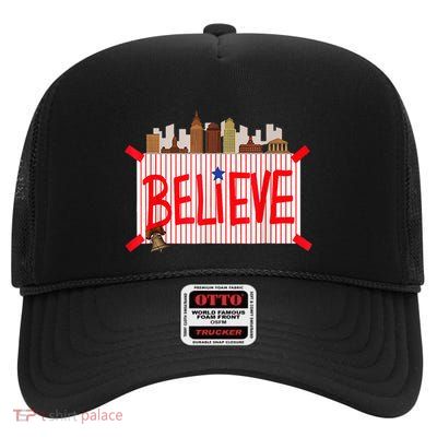 Believe Ring Bell Philadelphia Baseball Player High Crown Mesh Back Trucker Hat