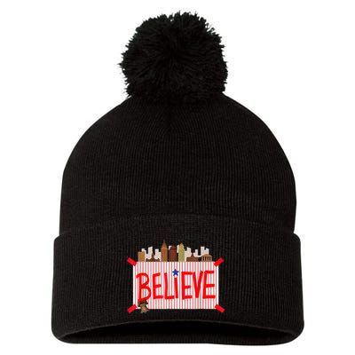 Believe Ring Bell Philadelphia Baseball Player Pom Pom 12in Knit Beanie