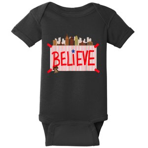 Believe Ring Bell Philadelphia Baseball Player Baby Bodysuit