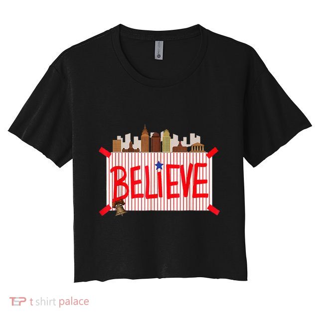 Believe Ring Bell Philadelphia Baseball Player Crop Top