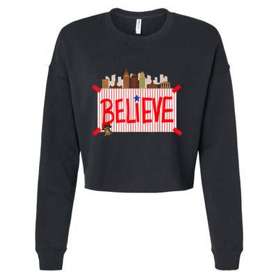 Believe Ring Bell Philadelphia Baseball Player Cropped Pullover Crew