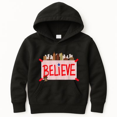 Believe Ring Bell Philadelphia Baseball Player Kids Hoodie