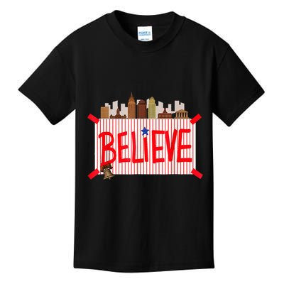 Believe Ring Bell Philadelphia Baseball Player Kids T-Shirt