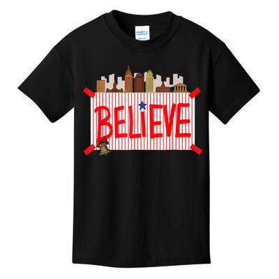 Believe Ring Bell Philadelphia Baseball Player Kids T-Shirt