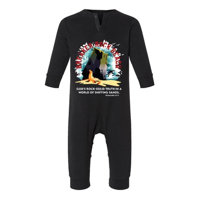 Breaker Rock Beach Gods Rock Solid Truth In A World Vbs 2024 Infant Fleece One Piece