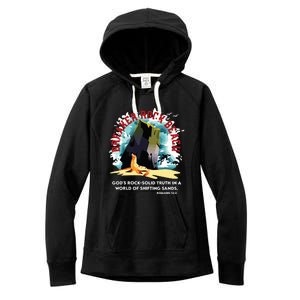 Breaker Rock Beach Gods Rock Solid Truth In A World Vbs 2024 Women's Fleece Hoodie