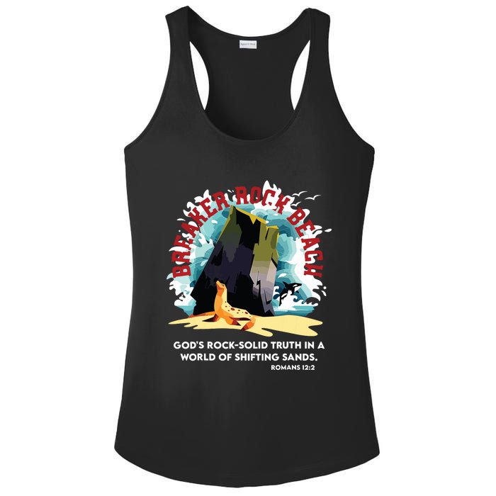 Breaker Rock Beach Gods Rock Solid Truth In A World Vbs 2024 Ladies PosiCharge Competitor Racerback Tank