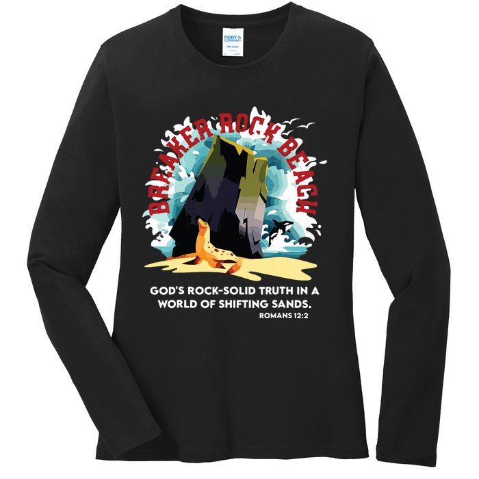 Breaker Rock Beach Gods Rock Solid Truth In A World Vbs 2024 Ladies Long Sleeve Shirt