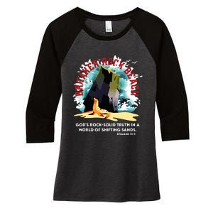 Breaker Rock Beach Gods Rock Solid Truth In A World Vbs 2024 Women's Tri-Blend 3/4-Sleeve Raglan Shirt