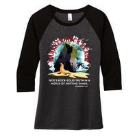 Breaker Rock Beach Gods Rock Solid Truth In A World Vbs 2024 Women's Tri-Blend 3/4-Sleeve Raglan Shirt