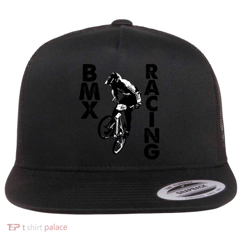 BMX Racing Biker Bike Flat Bill Trucker Hat