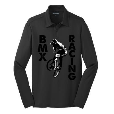 BMX Racing Biker Bike Silk Touch Performance Long Sleeve Polo